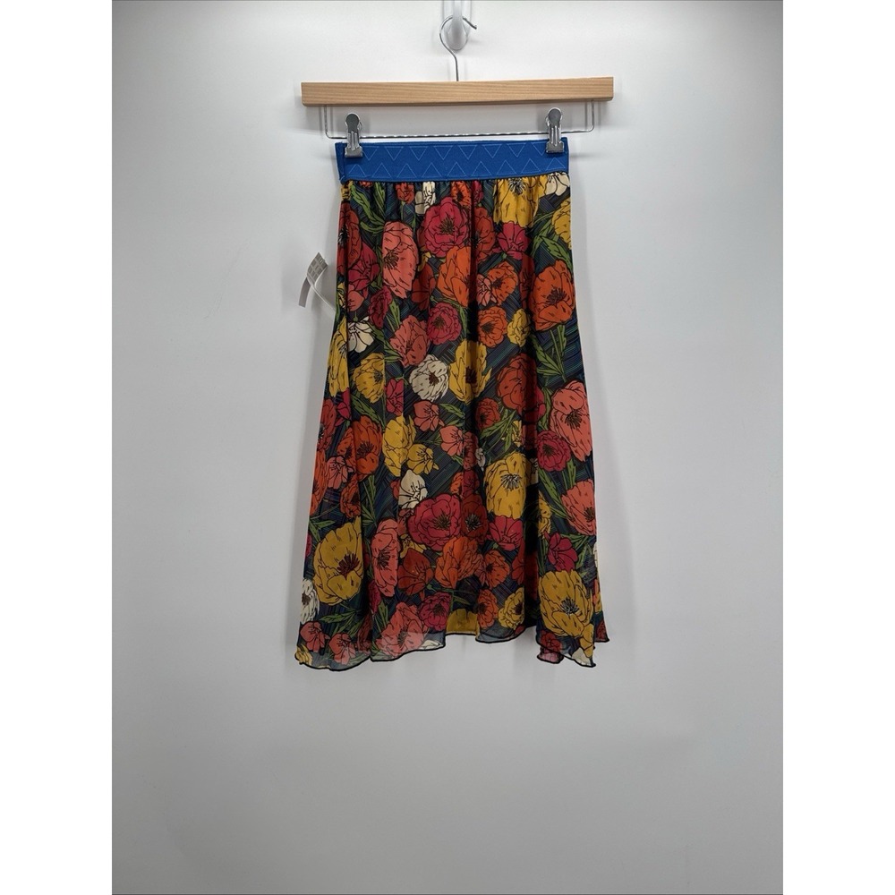 Lularoe Lola Skirt Size XXS Multicolor Floral Lined Elastic Waist